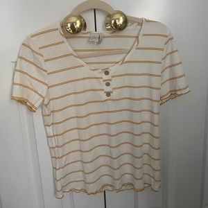 White and Yellow Crop Top